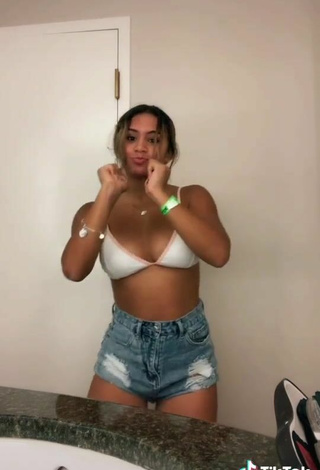 3. Sexy Shayla Marie Shows Cleavage in White Bikini Top and Bouncing Breasts