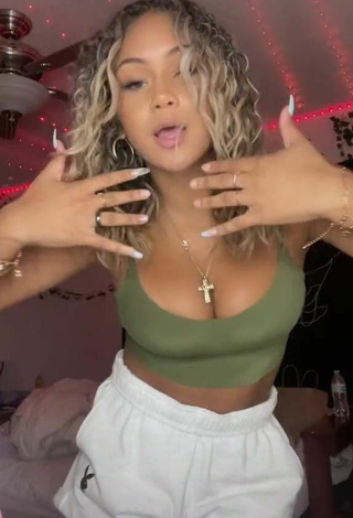 Sexy Shayla Marie Shows Cleavage in Olive Crop Top and Bouncing Boobs