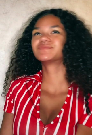Sexy Sierra Kai Shows Cleavage in Striped Top