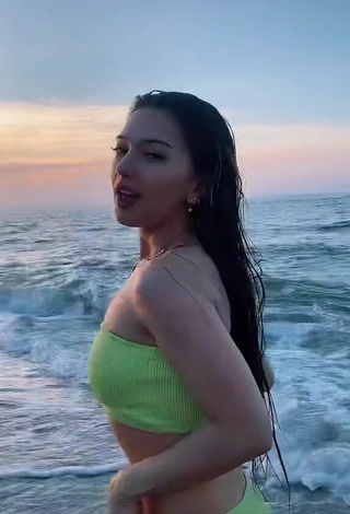 3. Hot Sivara Jidkova in Lime Green Bikini at the Beach
