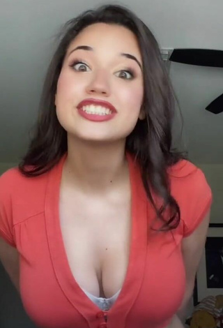 2. Really Cute Sofia Gomez Shows Cleavage in Red Crop Top and Bouncing Boobs