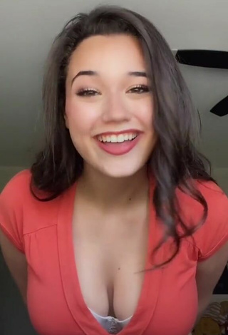 4. Really Cute Sofia Gomez Shows Cleavage in Red Crop Top and Bouncing Boobs