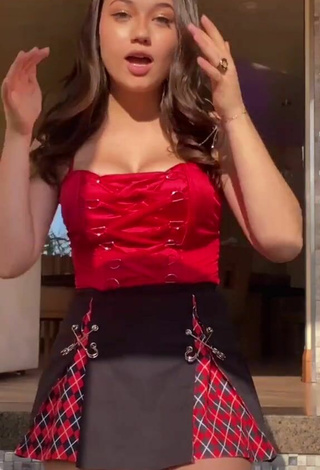 Sexy Sofia Gomez Shows Cleavage in Red Corset and Bouncing Tits
