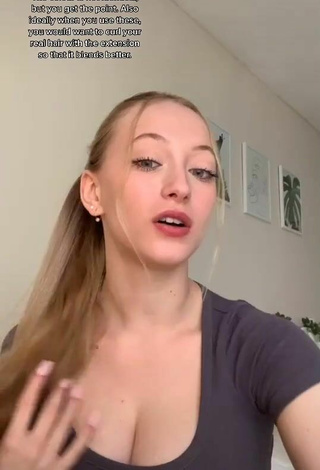 4. Sexy Sophia Diamond Shows Cleavage in Grey Top