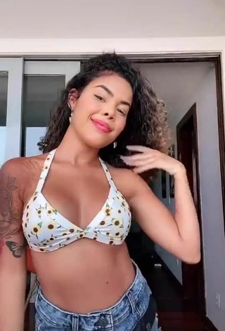Sexy Sthefane Matos Shows Cleavage in Floral Bikini Top and Bouncing Tits