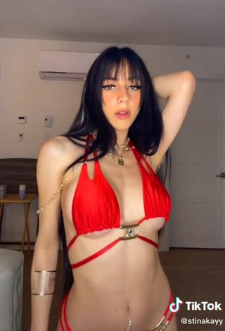 5. Sexy Christina Kalamvokis Shows Cleavage in Red Bikini