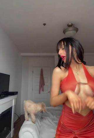 Sexy Christina Kalamvokis Shows Cleavage in Red Dress