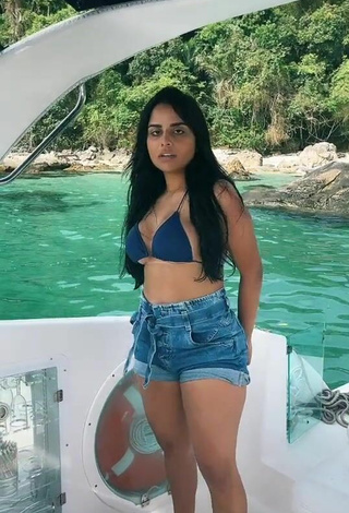 Amazing Tati Nunes in Hot Blue Bikini Top on a Boat and Bouncing Breasts