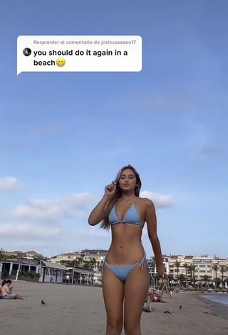5. Cute Teressa Dillon Shows Cleavage in Blue Bikini at the Beach