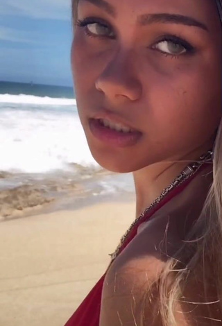 4. Sweetie Maile Hammahz in Red Bikini at the Beach