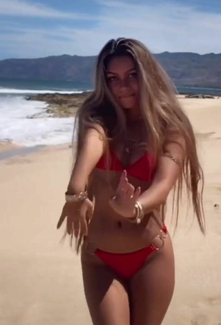 5. Cute Maile Hammahz in Red Bikini at the Beach