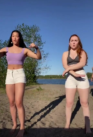 Sexy Jie & Mei Walters in Crop Top at the Beach