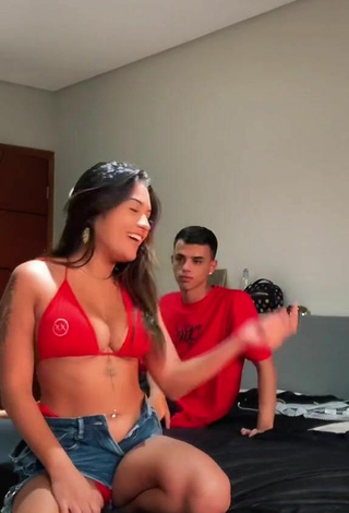5. Sexy Thielly Martins Shows Cleavage in Red Bikini Top