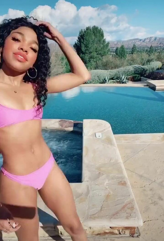 Teala Dunn Looks Sweet in Pink Bikini at the Pool