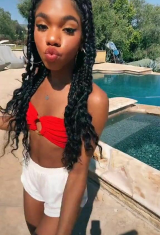 2. Cute Teala Dunn in Red Bikini Top at the Pool