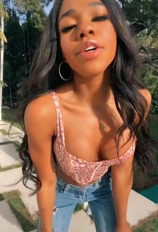 1. Beautiful Teala Dunn Shows Cleavage in Sexy Leopard Crop Top