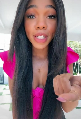 5. Hot Teala Dunn Shows Cleavage in Firefly Rose Crop Top