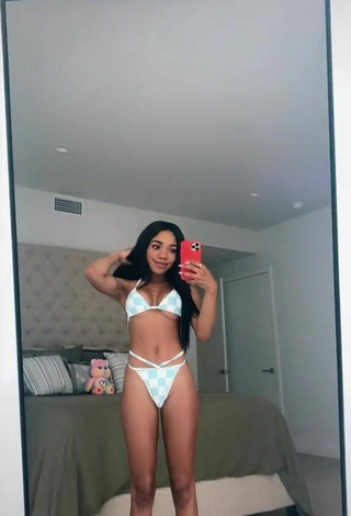 4. Sexy Teala Dunn Shows Cleavage in Checkered Bikini