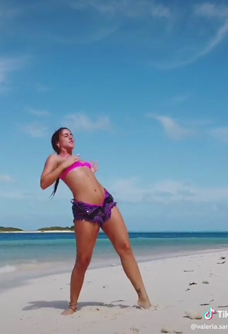 3. Gorgeous Valeria Sandoval in Alluring Pink Bikini Top at the Beach