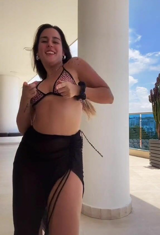 2. Sexy Valeria Sandoval in Leopard Bikini Top on the Balcony