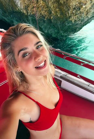 4. Beautiful Alessia Lanza in Sexy Red Bikini on a Boat