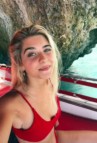 5. Beautiful Alessia Lanza in Sexy Red Bikini on a Boat