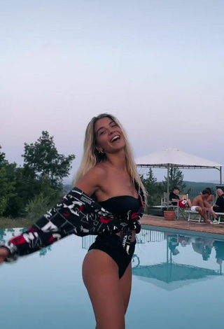 Sexy Alessia Lanza in Black Bikini at the Pool