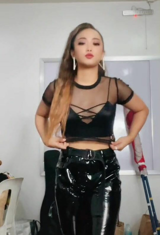 Sexy Amber Miles in Black Crop Top