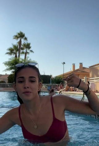 5. Hot Andrea Palazon in Red Bikini at the Swimming Pool