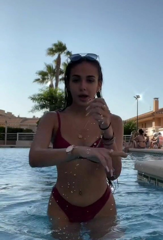 4. Sexy Andrea Palazon in Red Bikini at the Swimming Pool