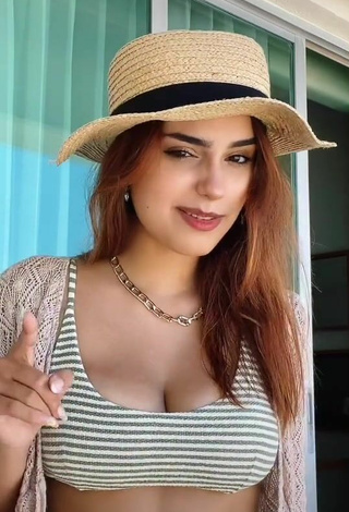 4. Sexy Andrea Chapa Shows Cleavage in Striped Crop Top
