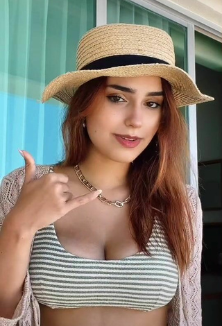 5. Sexy Andrea Chapa Shows Cleavage in Striped Crop Top