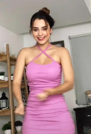 2. Sexy Andrea Chapa in Pink Dress and Bouncing Tits