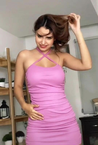5. Sexy Andrea Chapa in Pink Dress and Bouncing Tits