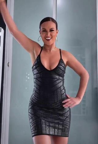 Sweetie Angie Arizaga Shows Cleavage in Black Dress and Bouncing Breasts
