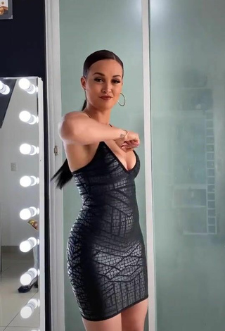 Sexy Angie Arizaga Shows Cleavage in Black Dress and Bouncing Boobs