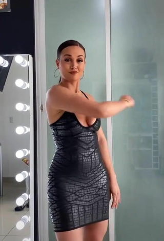 3. Sexy Angie Arizaga Shows Cleavage in Black Dress and Bouncing Boobs