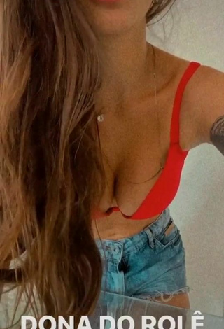 Sweetie Bárbara Labres Shows Cleavage in Red Bikini Top