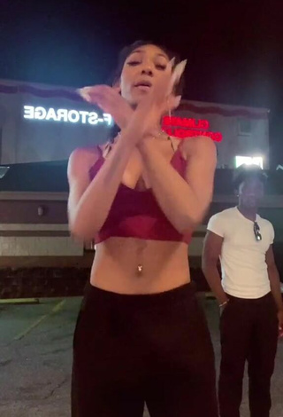 1. Cute Bria Alana Shows Cleavage in Red Crop Top and Bouncing Tits