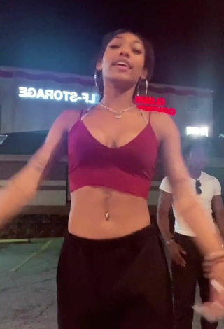 2. Cute Bria Alana Shows Cleavage in Red Crop Top and Bouncing Tits