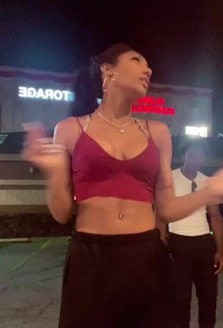 3. Cute Bria Alana Shows Cleavage in Red Crop Top and Bouncing Tits