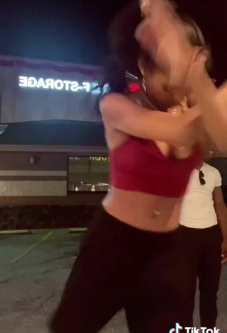 4. Cute Bria Alana Shows Cleavage in Red Crop Top and Bouncing Tits