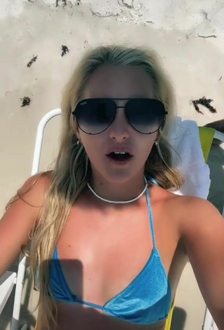 4. Sexy Brooke Roberts in Blue Bikini Top at the Beach