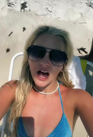 5. Sexy Brooke Roberts in Blue Bikini Top at the Beach