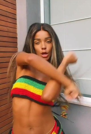 3. Hot Brunna Gonçalves in Striped Bikini Top