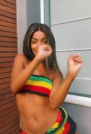 5. Hot Brunna Gonçalves in Striped Bikini Top