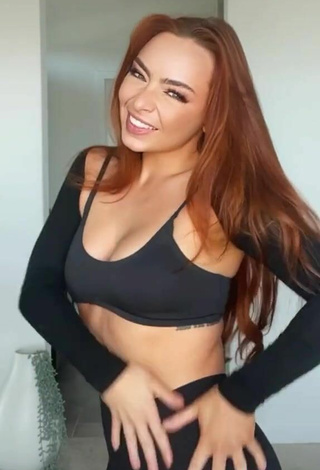 5. Sexy Caitlin Christine Shows Cleavage in Black Sport Bra and Bouncing Breasts