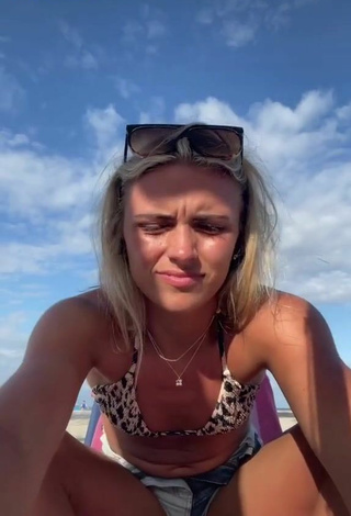 Sexy Carson Roney in Leopard Bikini Top at the Beach