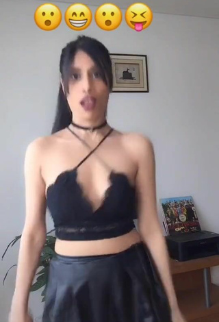 2. Lovely XENA Shows Cleavage in Black Crop Top and Bouncing Boobs