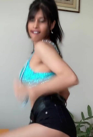 4. Beautiful XENA in Sexy Blue Crop Top and Bouncing Boobs